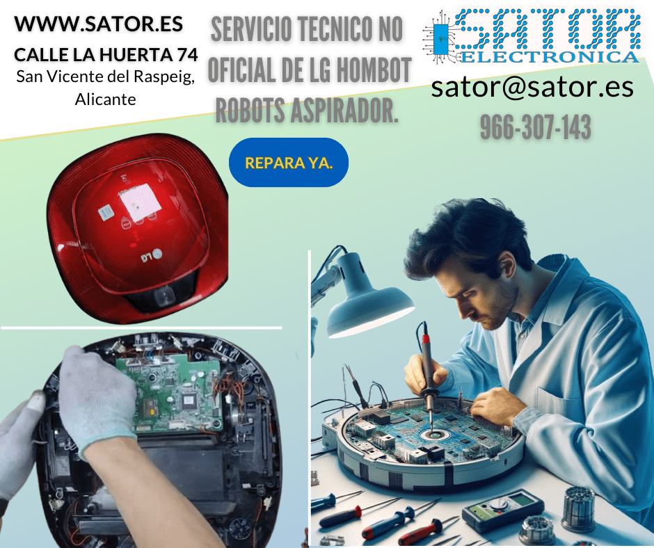 Reparar Lg Hombot error de sensor de rueda. Servicio tecnico robots aspirdor Lg Hombot en alicante