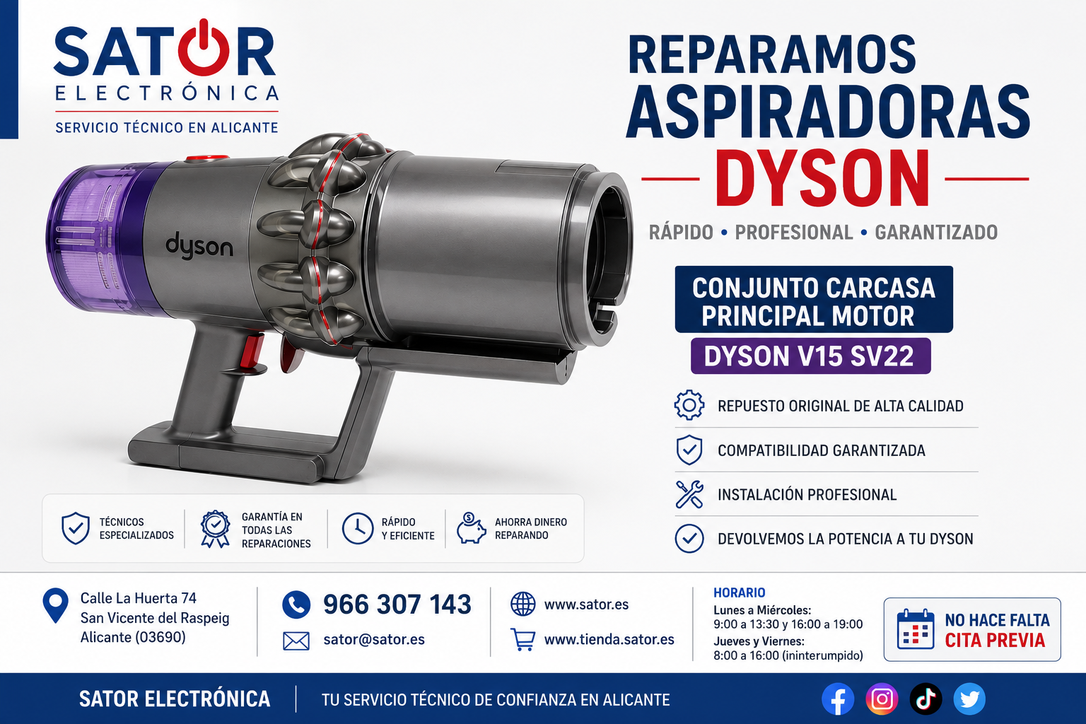 Reparar Dyson V15 SV22 con fallo de motor o carcasa principal .