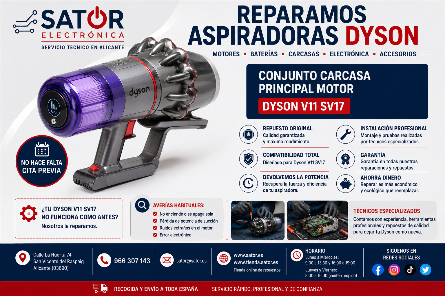 REPARAR DYSON V11 SV17 CON MOTOR DAÑADO O CARCASA ROTA .