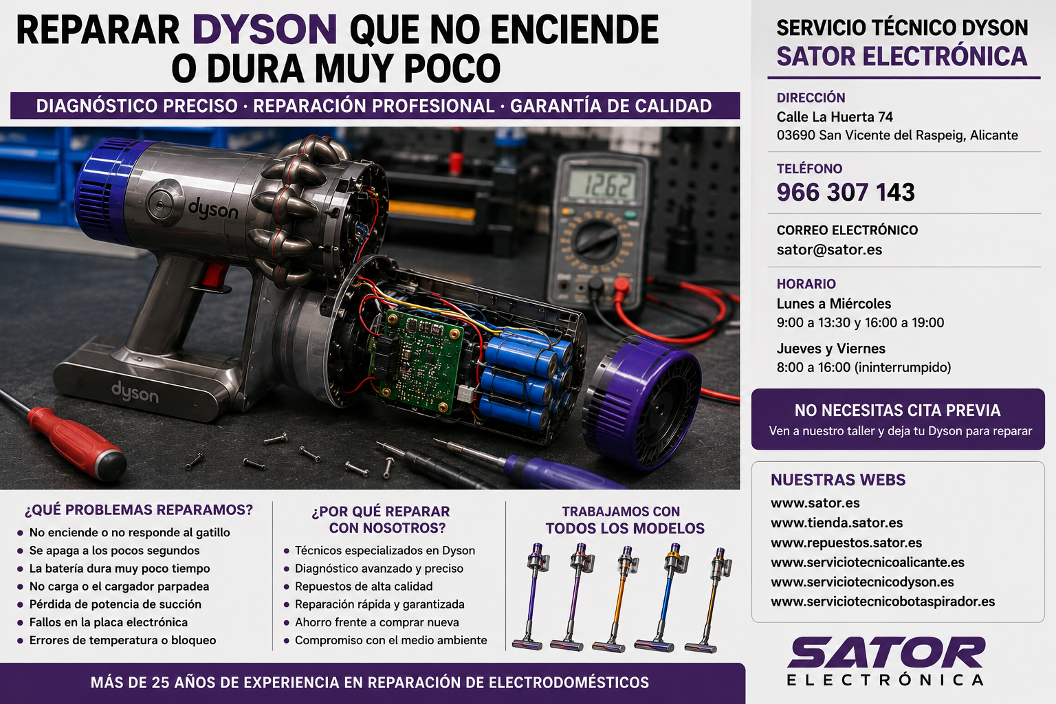 REPARAR DYSON QUE NO CARGA O DURA MUY POCO LA BATERÍA .
