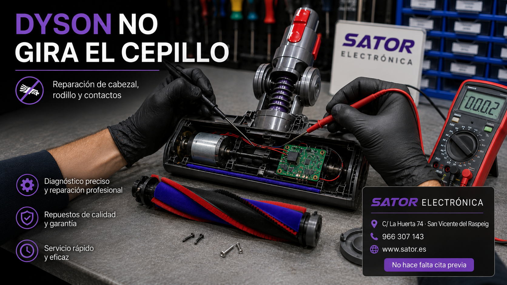 REPARAR DYSON CUANDO NO GIRA EL CEPILLO O EL RODILLO SE QUEDA PARADO .