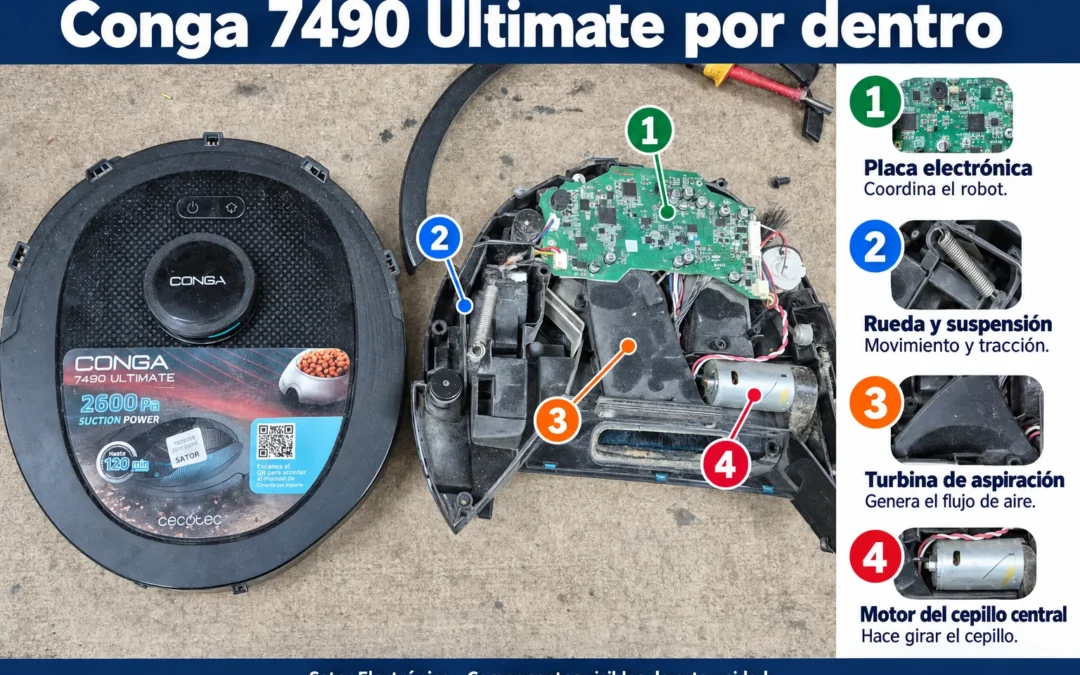 Conga 7490 Ultimate desmontado: componentes reales numerados y explicación de su función
