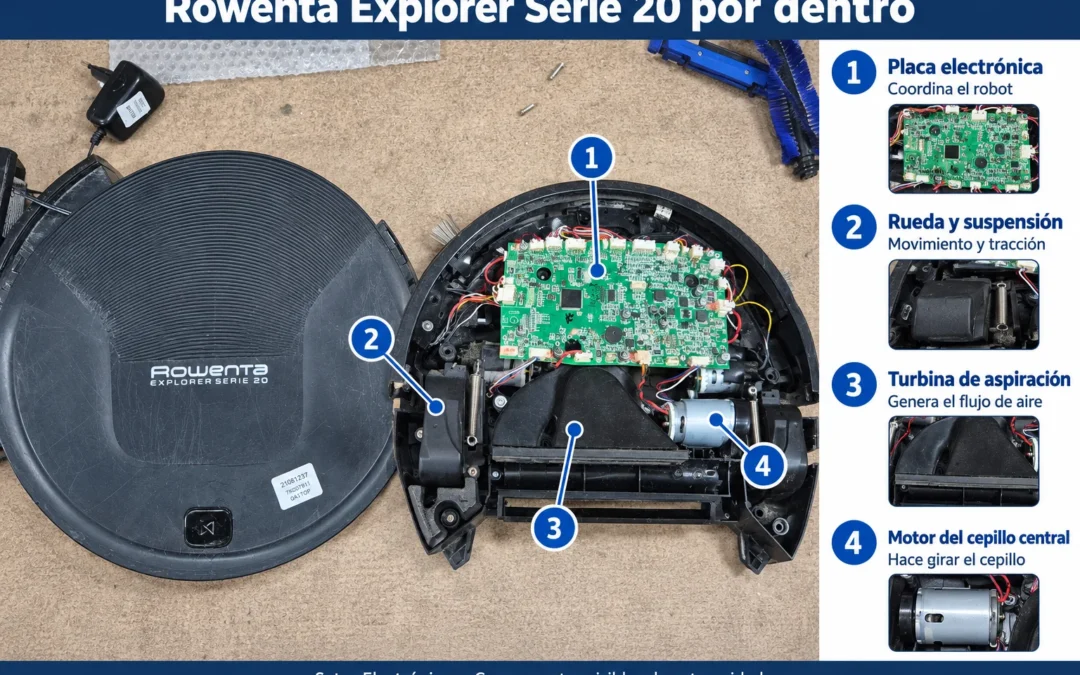 Rowenta Explorer Serie 20 desmontado: componentes reales numerados y explicación de su función